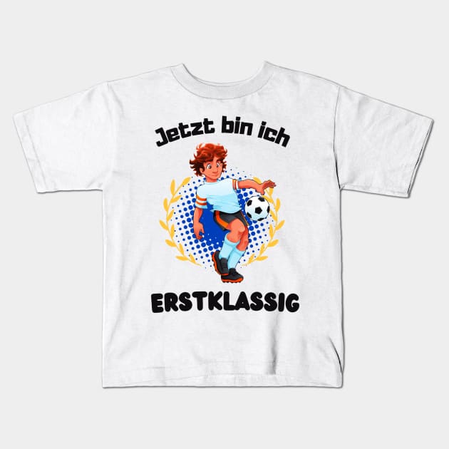 Kinder Fußball Fußballspieler Jungen Erstklassig Kids T-Shirt by Foxxy Merch